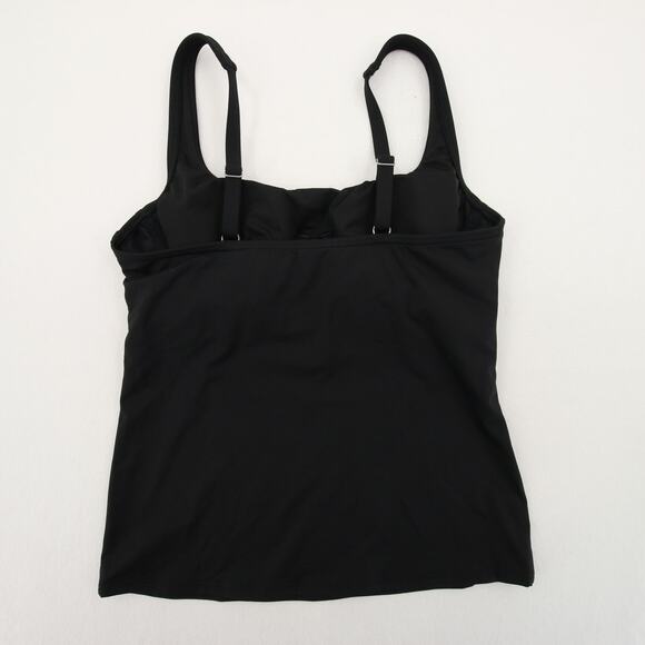 Lands’ End Tankini Top Swimsuit Black Solid Square Scoop Neck Underwire Size 2P - Picture 8 of 8